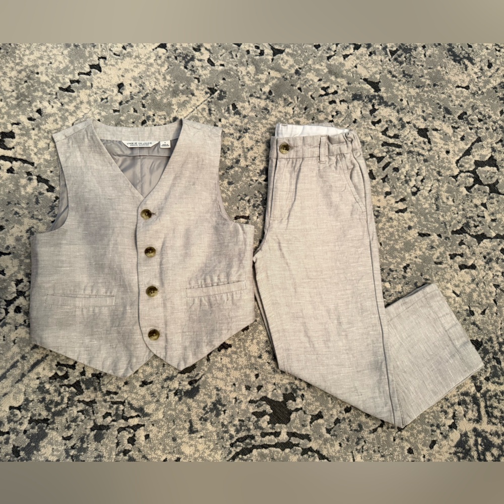 Janie and Jack Linen Suit Vest and Pants - size 5